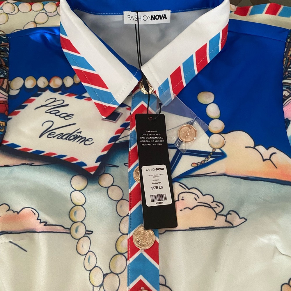 Fashion Nova Multicolor Graphic Jumpsuit